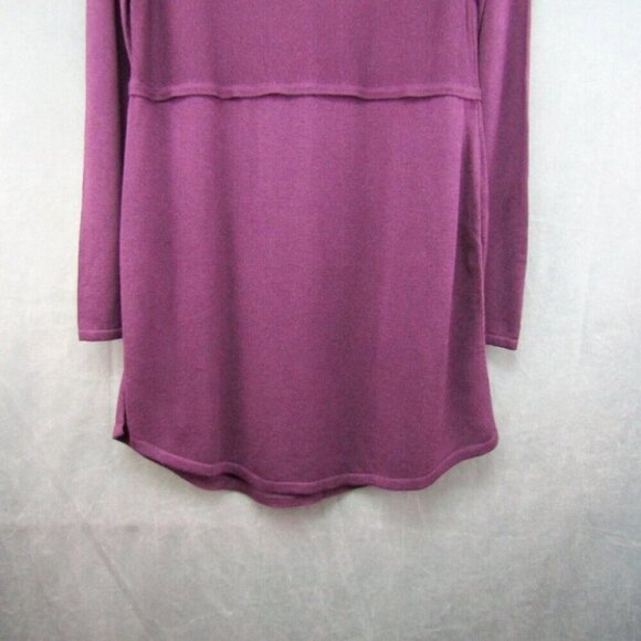 J Jill Wine Burgundy Wool Blend Long Tunic Sweater Size S Lightweight Side Vents - Picture 3 of 9